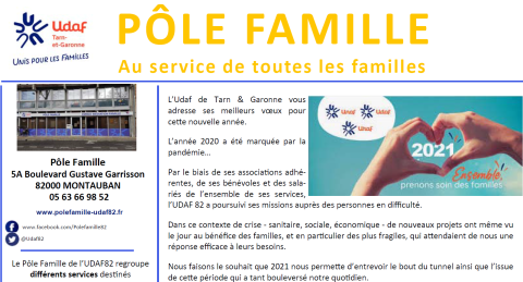 Lettre d&#039;information Pôle Famille - UDAF 82